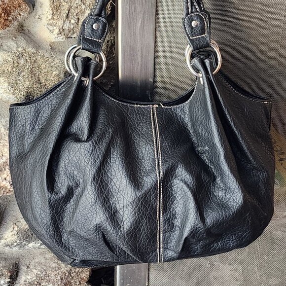 Payless Shoe Source Vegan Leather Black Shoulder Bag - Picture 3 of 16